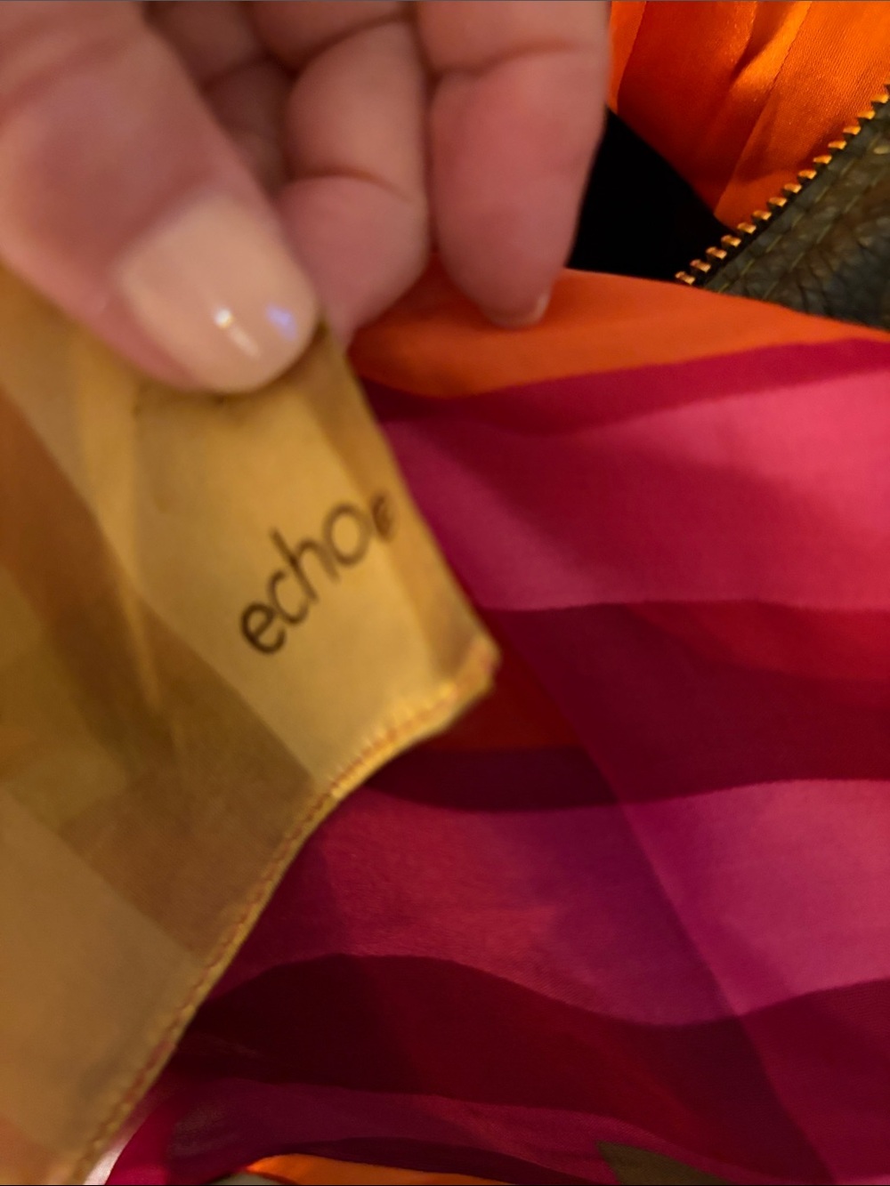Echo silk colorful color block long scarf 60” long 10” wide. - Picture 3 of 4